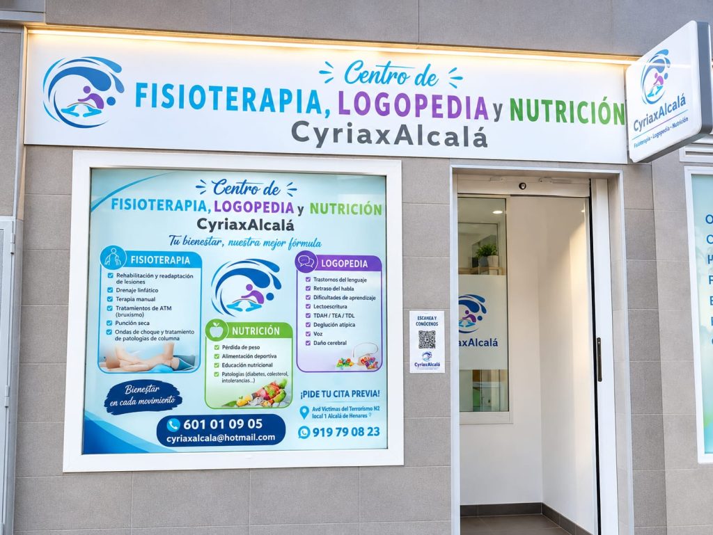 Fachada del centro Cyriax Alcalá de fisioterapia, logopedia y nutrición en Alcalá de Henares